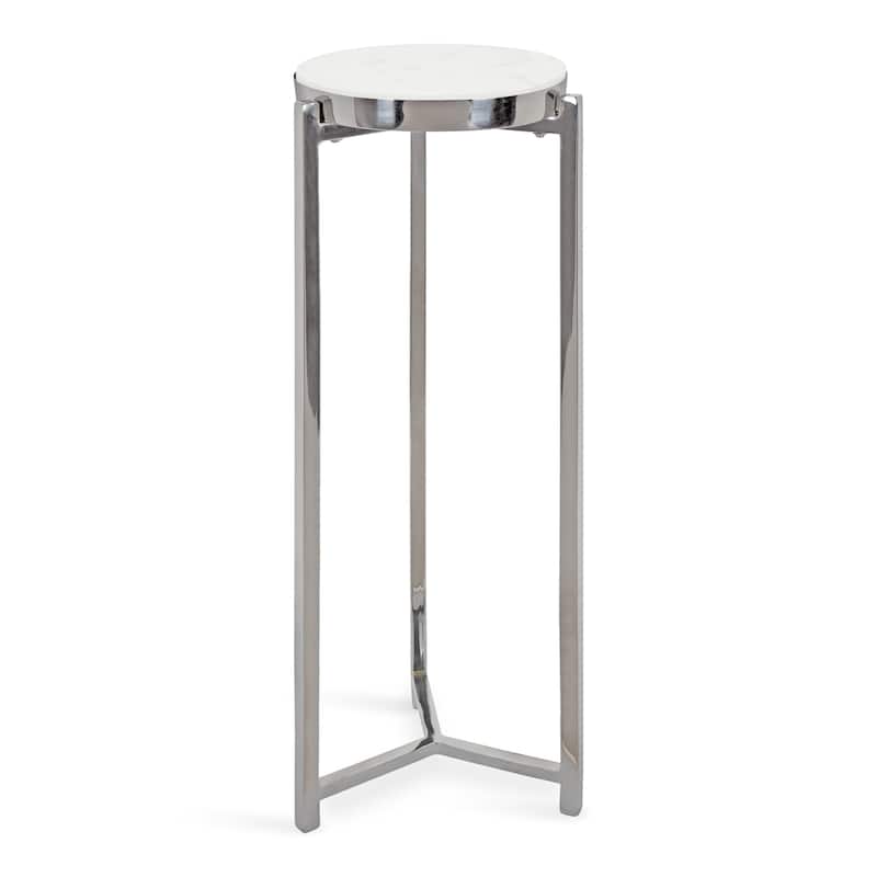 Kate and Laurel Aguilar Glam Drink Table - Silver/White