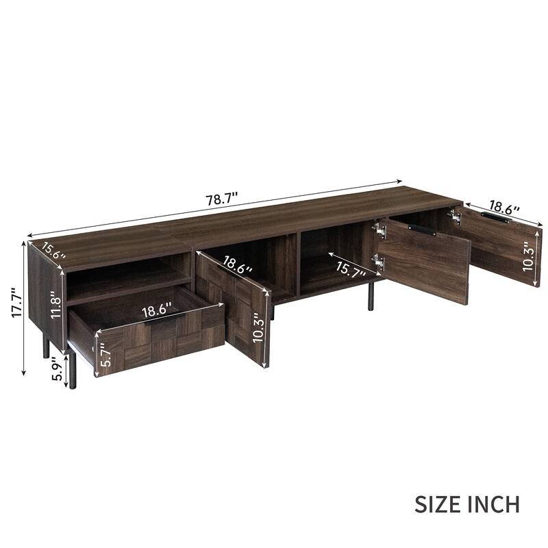 78 " Mid Century Modern Tv Stand For 65+ Inch Tvs, Tv Console With Storage Cabinets, Entertainment Center Storage
