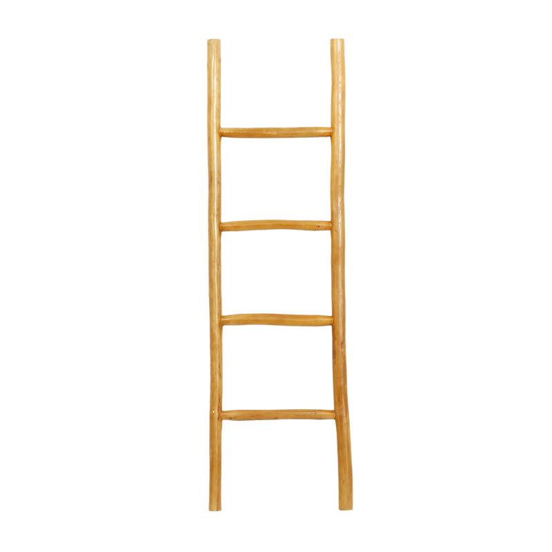 Brown Teak Wood Handmade 4 Rack Ladder