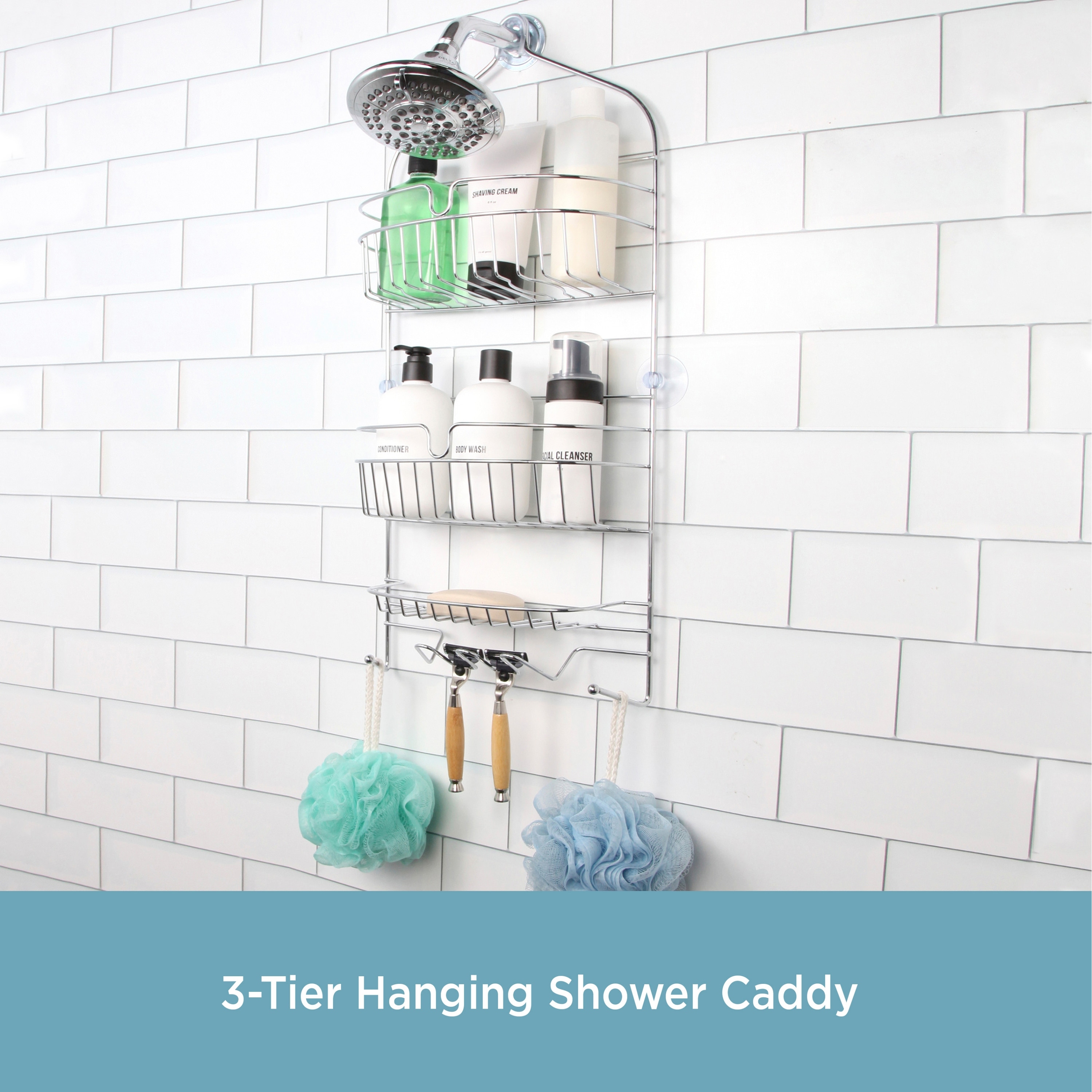 Kenney Rust-Resistant Heavy Duty 3-Tier Large Hanging Shower Caddy Chrome