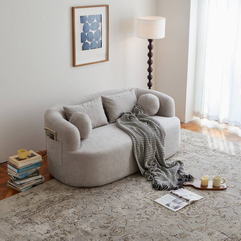 Memory Foam 2-Seater Couch,Deep Seat Modern Sofa - Gray