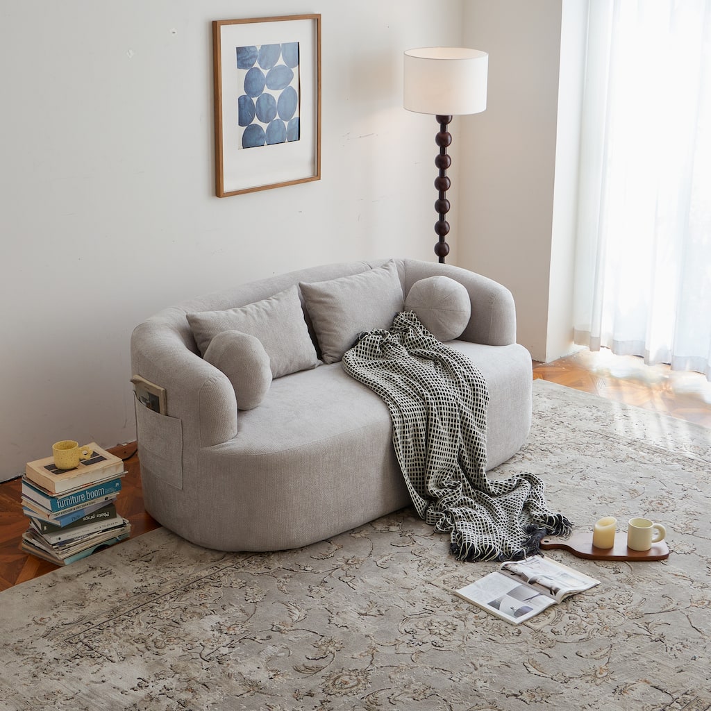 Memory Foam 2-Seater Couch,Deep Seat Modern Sofa