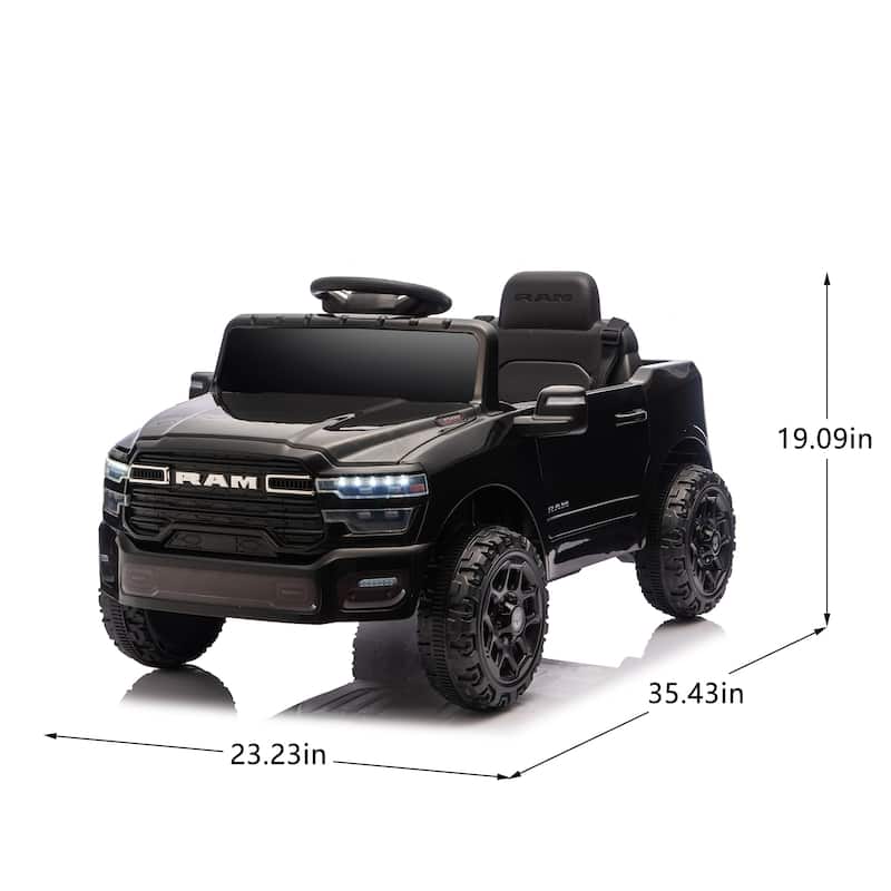 Licensed Dodge RAM 3500 12V Kids Ride On Truck with Remote Control, Dual Motors, Suspension, LED Lights & Music Player