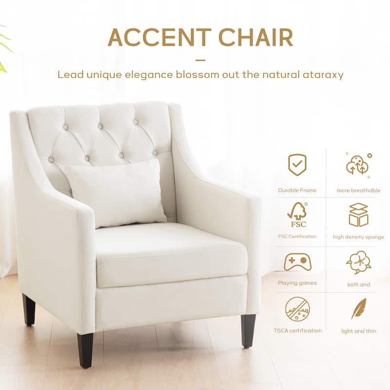 HUIMO Arm Chair Comfy Club Chair with Ottoman and Pillow