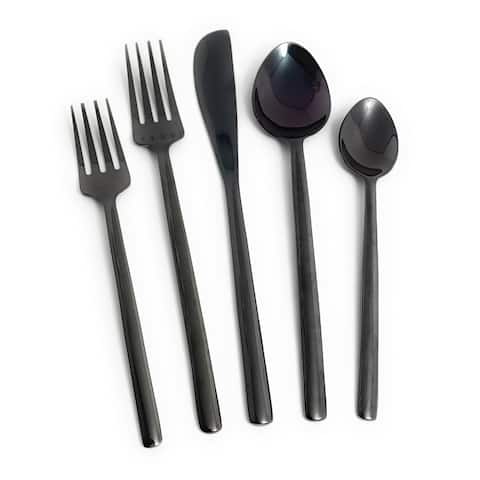 VIBHSA Flatware Set of 5 Pieces (Stainless Steel, Black Glossy)