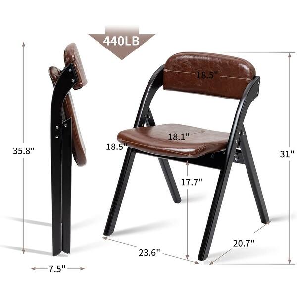Wooden Stackable Dining Folding Chairs with Padded Seats(Set of 2 ...