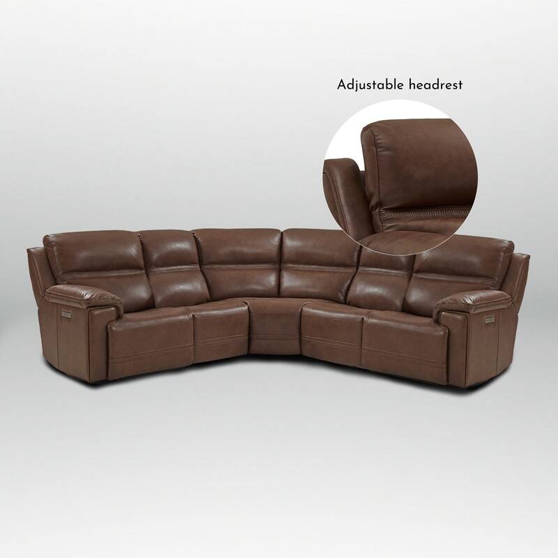 108" W Premium Genuine Leather Dual-Power Sectional Sofa with Zero Gravity, USB & Type-C Ports and 1 Power armless chair