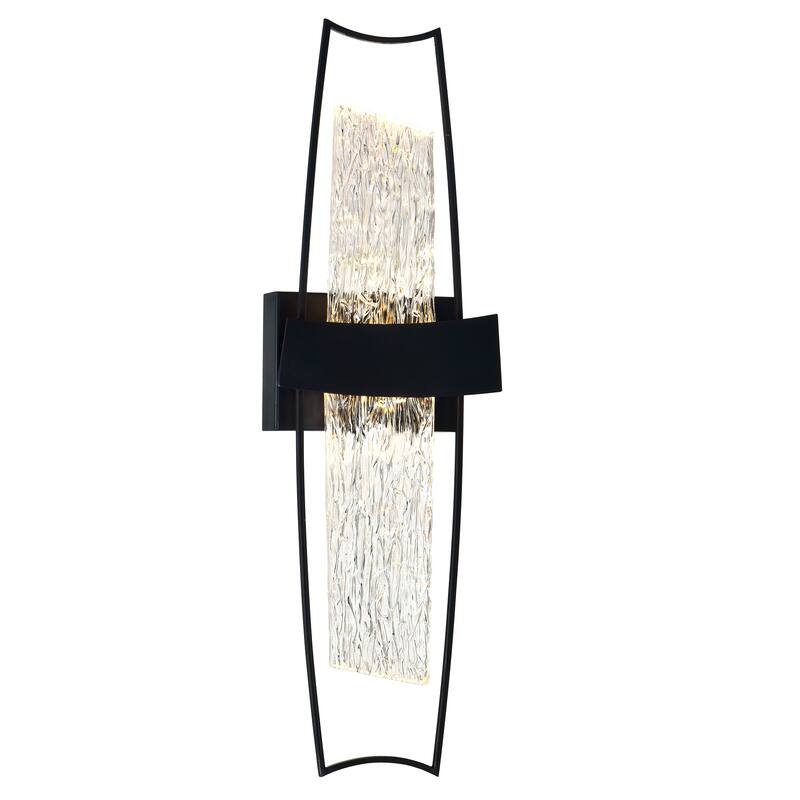 Guadiana Integrated LED 8in Black Wall Light with Handcrafted Glass - Black