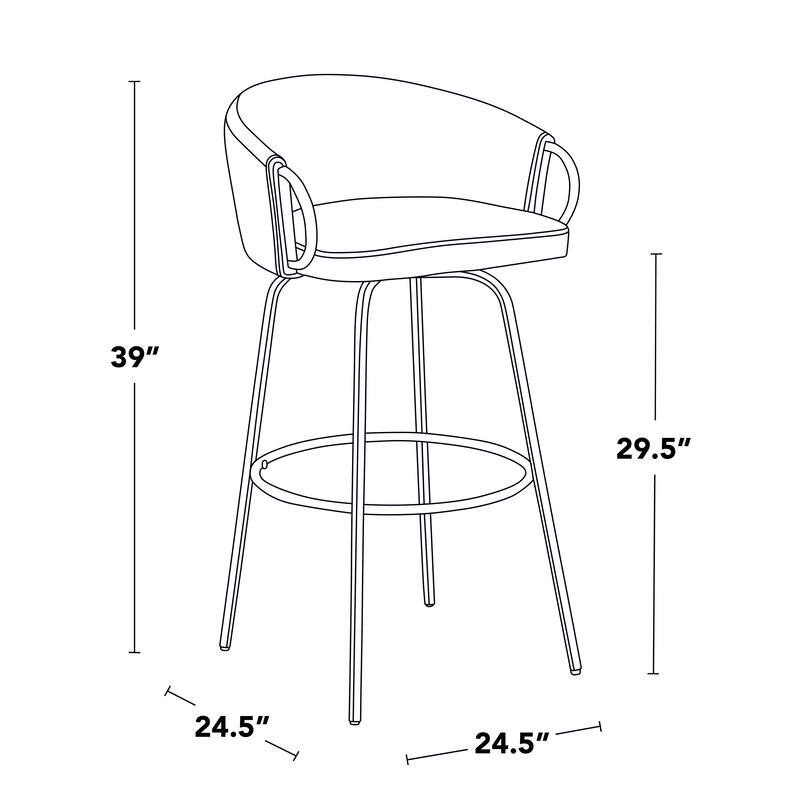Silver Orchid Battista 30" Fixed-Height Bar Stool with Black Metal Legs & Round Footrest (Set of 2)