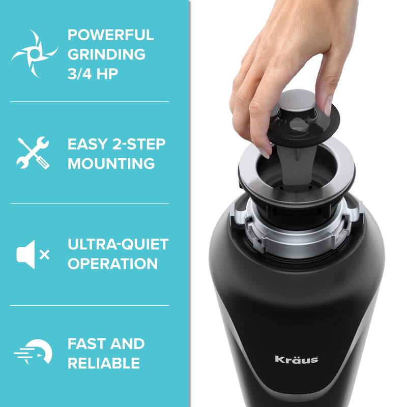 KRAUS WasteGuard Continuous Feed Garbage Disposal for Kitchen Sinks