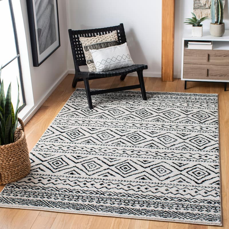 SAFAVIEH Tulum Vassilia Moroccan Boho Distressed Rug - 12' x 15' - Ivory/Black