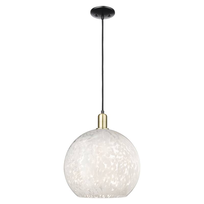 Innovations Lighting Endless Possibilities Arcadia - White Mouchette - 1 Light 14" Cord Hung Mini Pendant - Black Antique Brass
