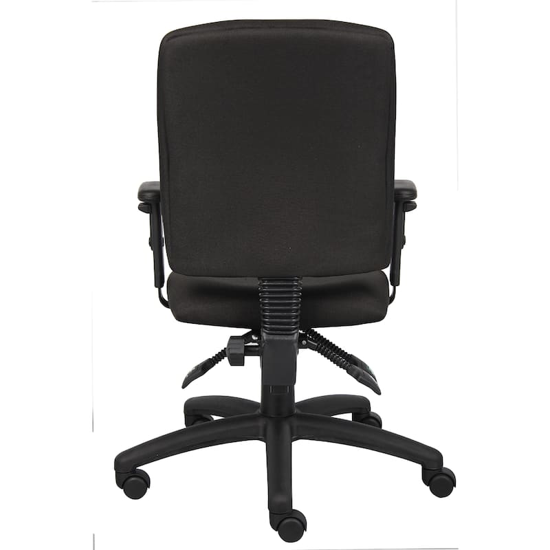 Zean Swivel Task Chair, Adjustable Arms, Black Crepe Fabric, Rolling