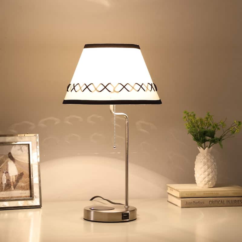 20-Inch Modern Craft Table Lamp w/ USB / Charging Station