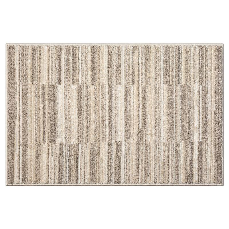 Terra by Obeetee Chelsea Stripes Neutral Rug - Lavender/Ivory - 2' x 3'