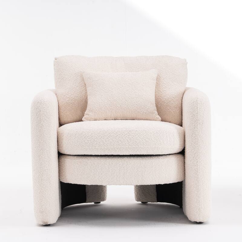 Chenille Round Corner Accent Chairs with Ergonomic Support and Tool-Free Assembly