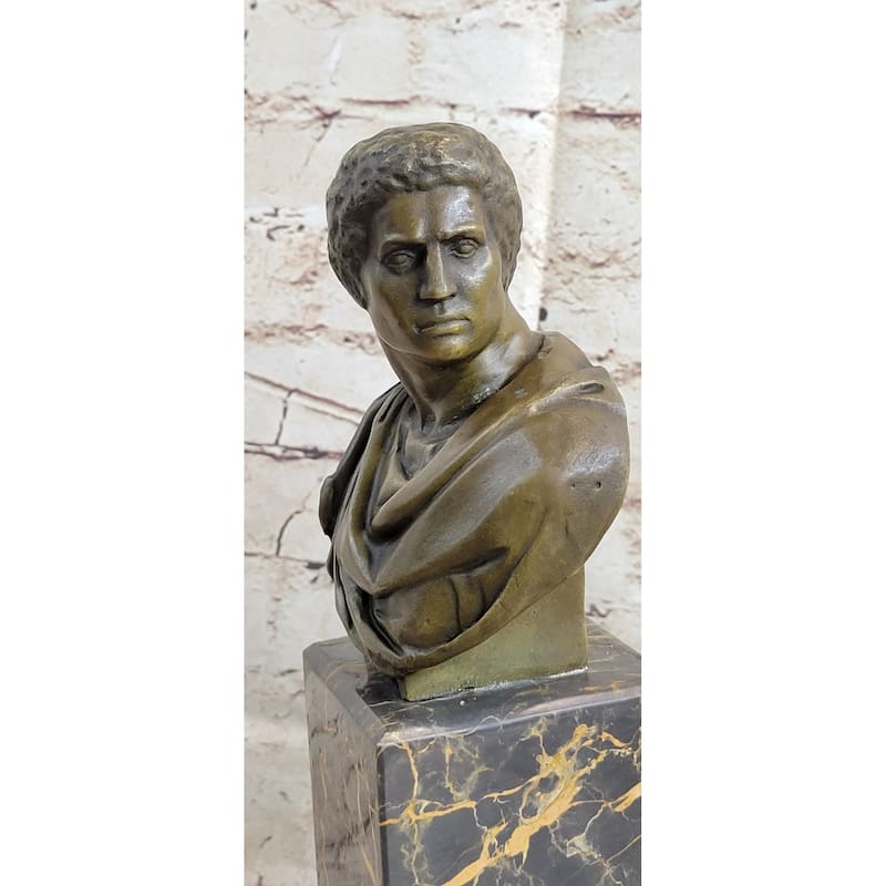 Marc Antony Bronze Metal Bust Sculpture On Marble Base - Signed Original Milo
