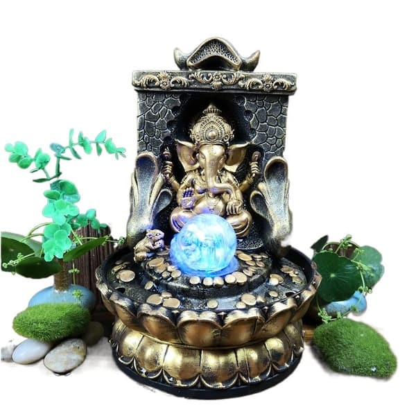 Hindu Ganesha Statue Fortune Lucky Feng Shui Desktop Fountains Indoor