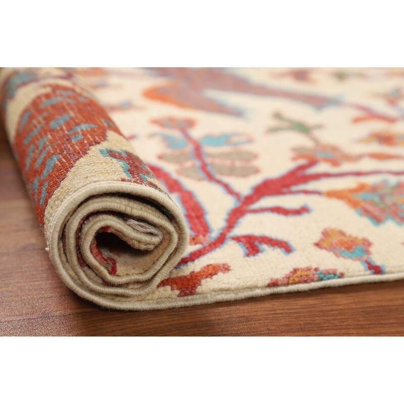 Hand Knotted Oriental 100% Wool Carpet Traditional All-Over Beige & Ivories Kazak Area Rug - 3' 0'' X 2' 0''