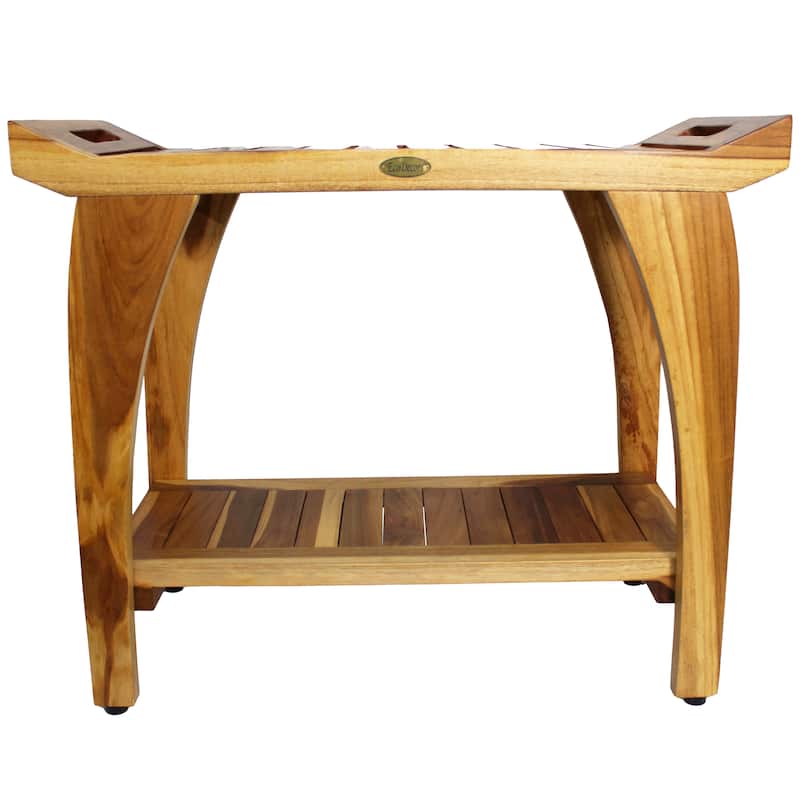 EcoDecors Tranquility 30" Extended Height Teak Shower Bench - 30" W x 24" T x 14" D