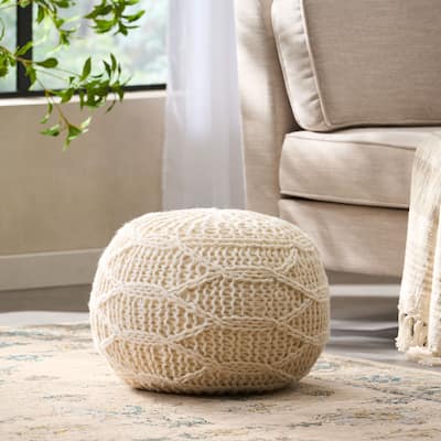 McCardell Handcrafted Boho Fabric Pouf by Christopher Knight Home
