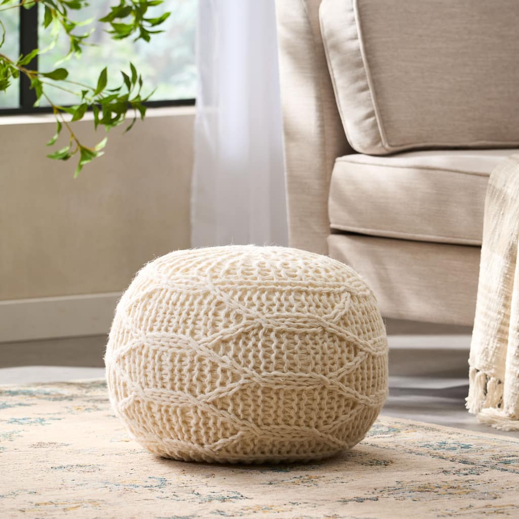 McCardell Handcrafted Boho Fabric Pouf by Christopher Knight Home