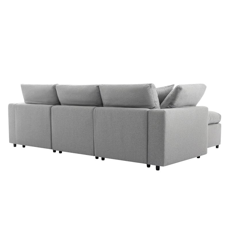 Anmytek 104" Modern 4-Seat L-Shaped Sectional Sofa with Movable Ottoman