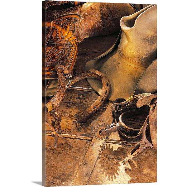 Shop Horseshoe With Spurs And Cowboy Boot With Hat Canvas Wall