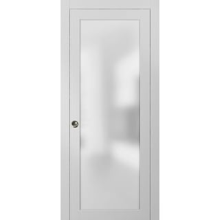 Frosted Glass Pocket Door / Planum 2102 White Silk