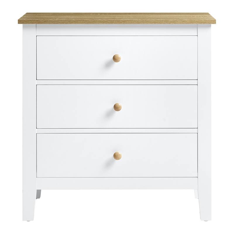 Large 3 Drawer Nightstand with Solid Wood Knobs