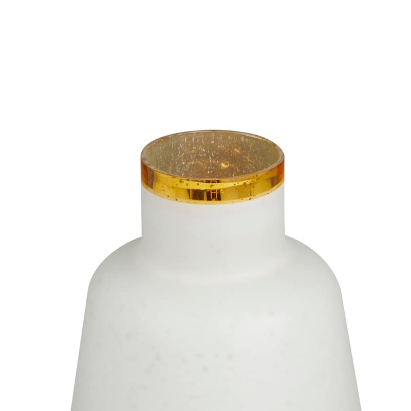 White or Blue Glass Vase with Gold Rim