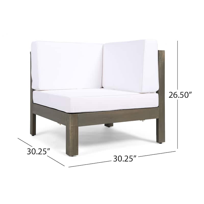Oana Acacia Wood 3-seat Sectional Sofa with Cushions by Christopher Knight Home