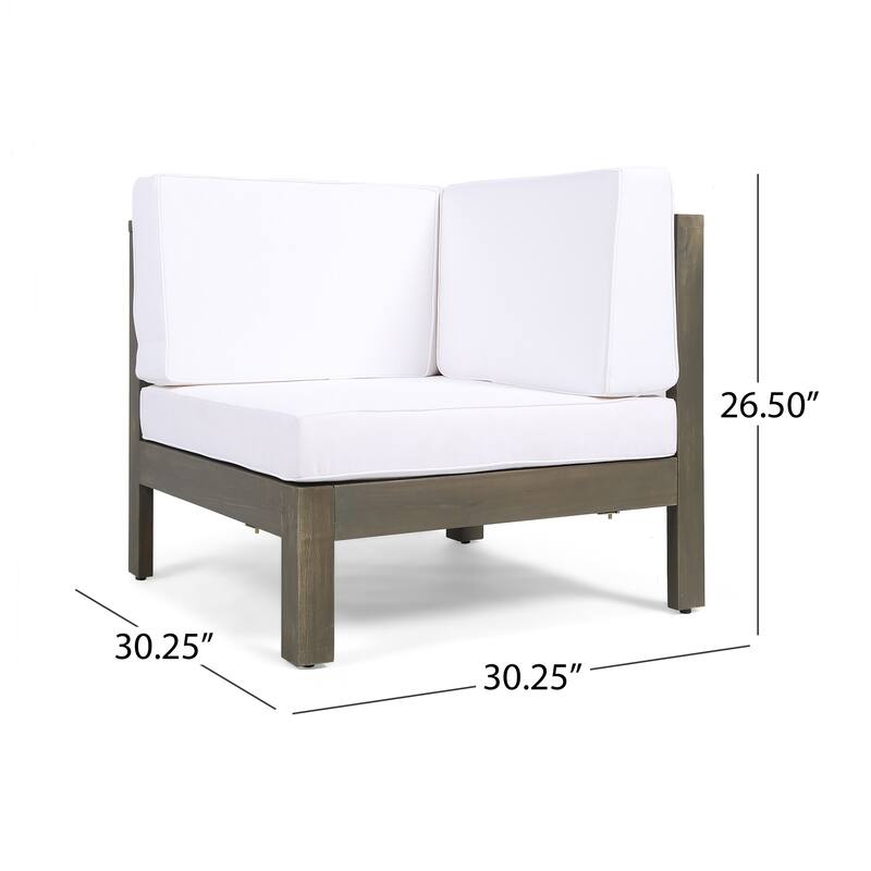 Oana Outdoor 3-Seater Acacia Wood Sectional Sofa Set with Coffee Table by Christopher Knight Home