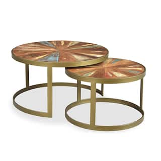 Set of 2 Round Tables with Brass legs