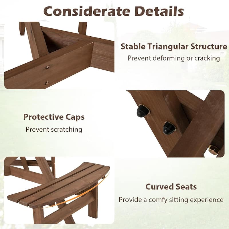 6-Person Picnic Table Set Outdoor Wood Dining Set w/ Umbrella Hole