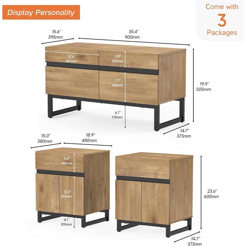 WAMPAT TV Stand and End Table Set of 3