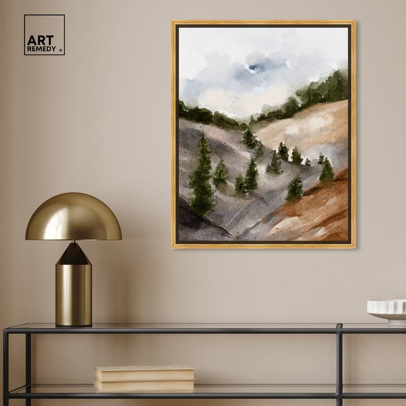 Art Remedy Looks Closer But Is Far Framed Landscape 1 Piece Canvas Wall Art Watercolor Style