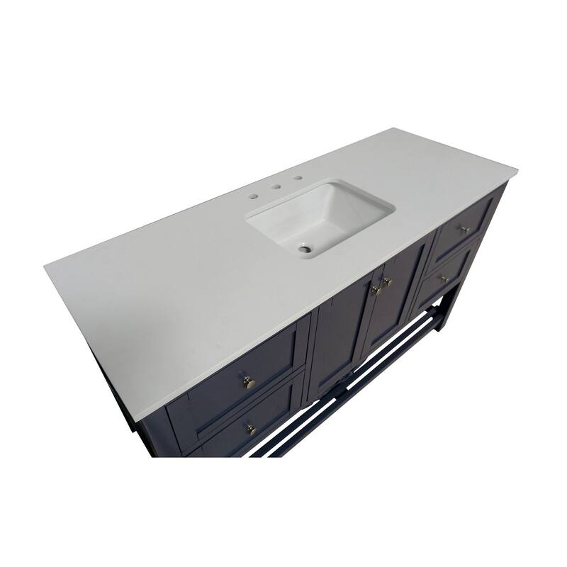 KitchenBathCollection Lakeshore 60" Single Bathroom Vanity with Engineered White Top