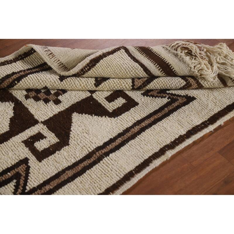 Natural Dye Tribal Kurdish Turkish Runner Rug Handmade Wool Carpet - 3'2"x 12'8"