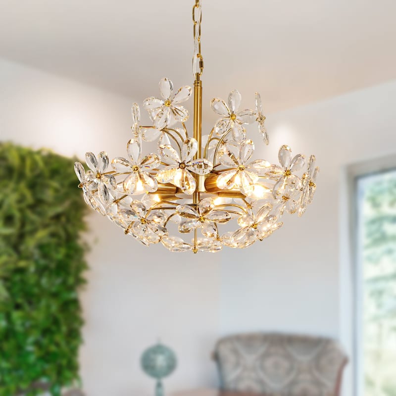 Starsky 6-Light Sputnik Flower Crystal Chandelier - Gold