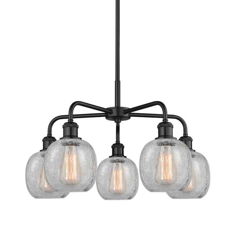 Innovations Lighting 516-5CR-15-24 Belfast Chandelier Belfast 5 Light - Matte Black / Clear Crackle