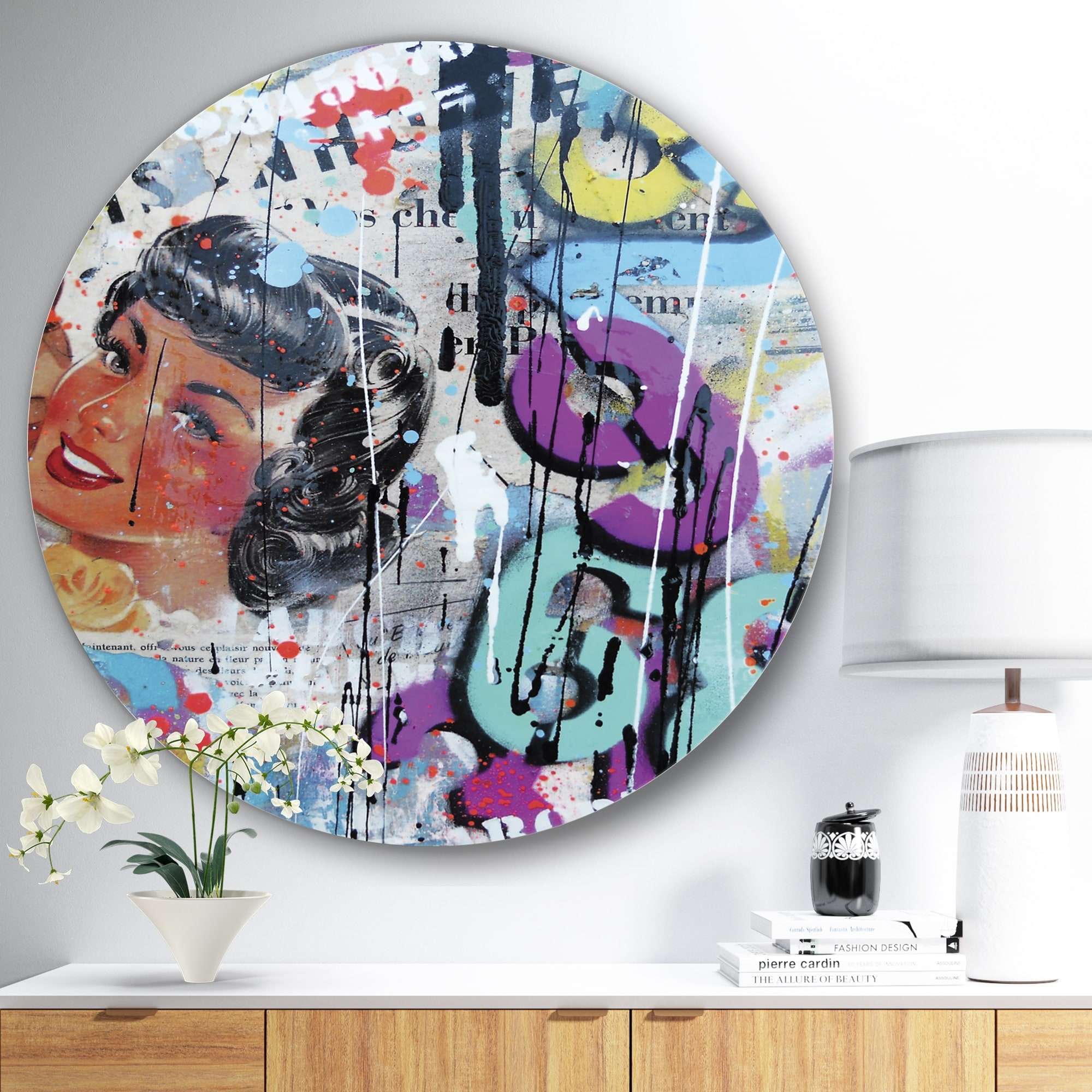 Designart 'Old Style Newspaper Street Art Collage X' Modern & Contemporary  Metal Circle Wall Art - Bed Bath & Beyond - 33215870