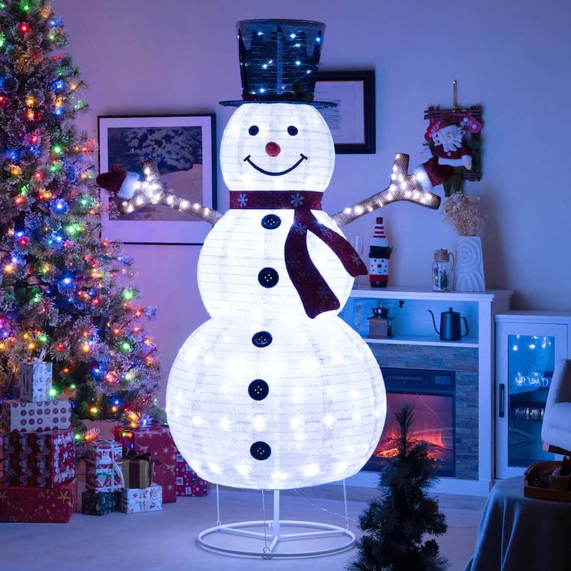 Costway 6ft Lighted Pop-Up Christmas Snowman with Hat and Scarf 180 - as pic shows - See Details