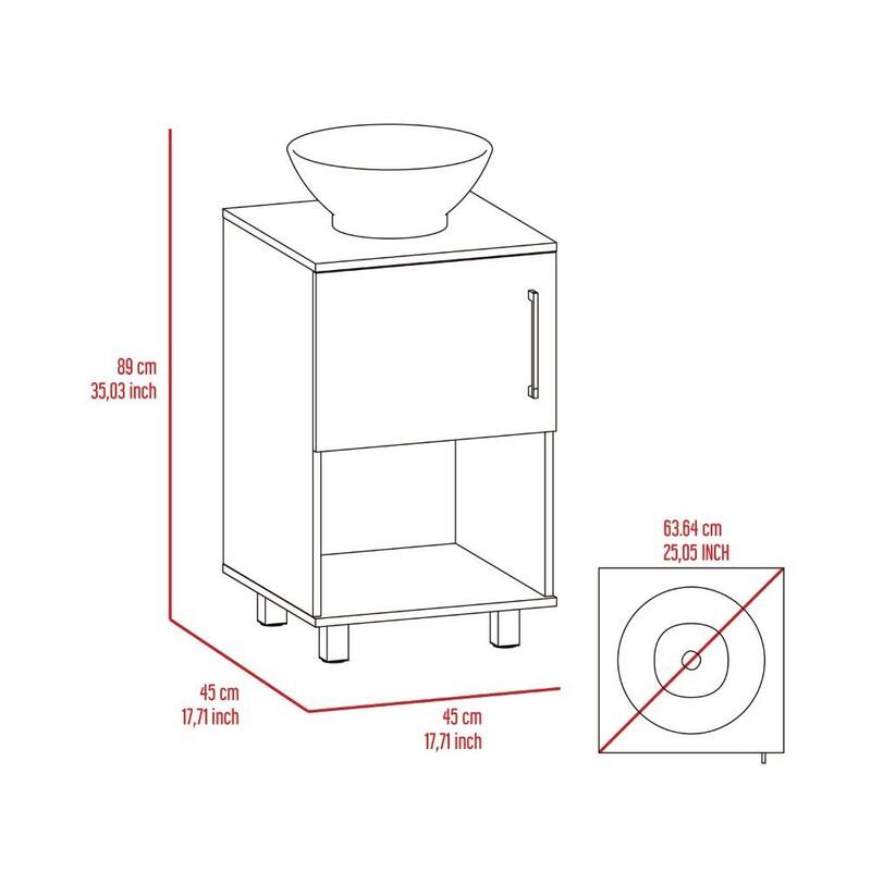 Modern Bathroom Vanity Cabinet with Four Legs, FSC Certified, and Open Shelf - 17.71in L