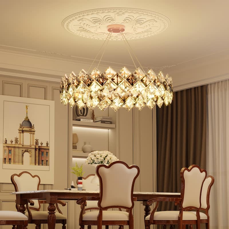 60cm/80cm Large Size Three Clolor Crystal Chandelier Elegant Ceiling Light for Home, Cafe Bar, Hotel