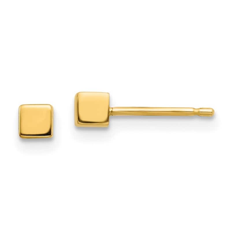 Curata 14k Yellow Gold 3.03mm Square Stud Earrings