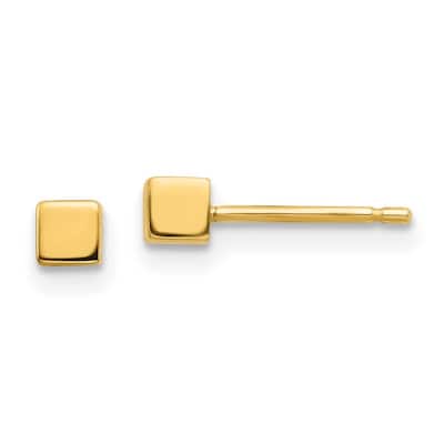 Curata 14k Yellow Gold 3.03mm Square Stud Earrings