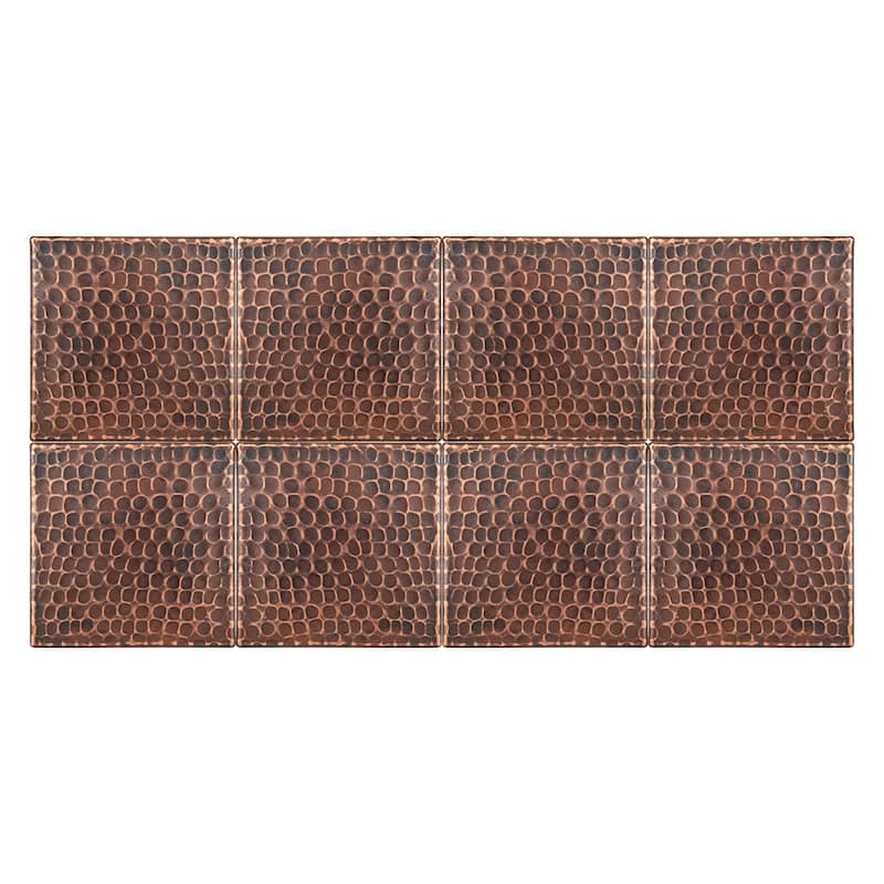 4" x 4" Hammered Copper Tile - Quantity 8 (T4DBH_PKG8)