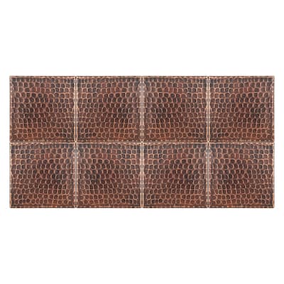 4" x 4" Hammered Copper Tile - Quantity 8 (T4DBH_PKG8)