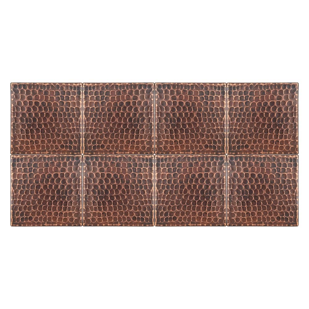 4" x 4" Hammered Copper Tile - Quantity 8 (T4DBH_PKG8)